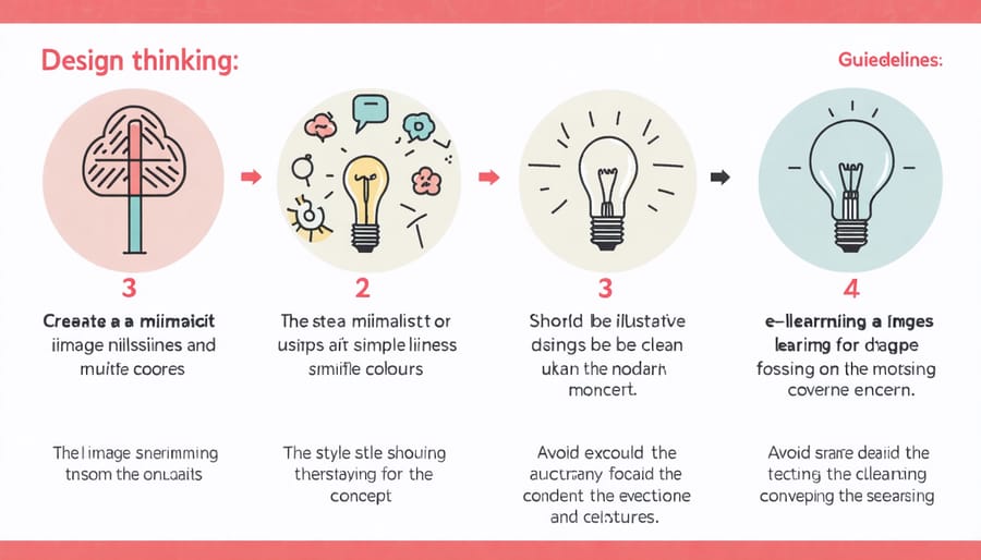 Infographic detailing the process of applying design thinking to eLearning